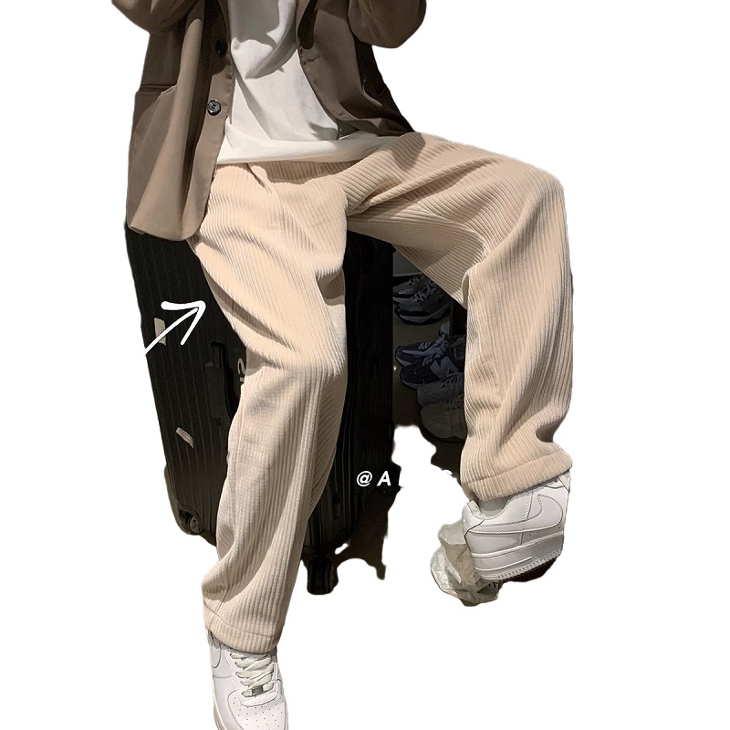 茜靓CHYLLIRN灯芯绒裤子男韩版潮流大码秋冬季宽松直筒拖地裤阔腿加绒休闲长裤