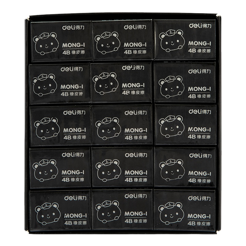 得力deli71111橡皮擦萌伊系列30块-4B美术专用橡皮擦黑色学生儿童考试用涂鸦绘图擦得干净不留痕文具用品