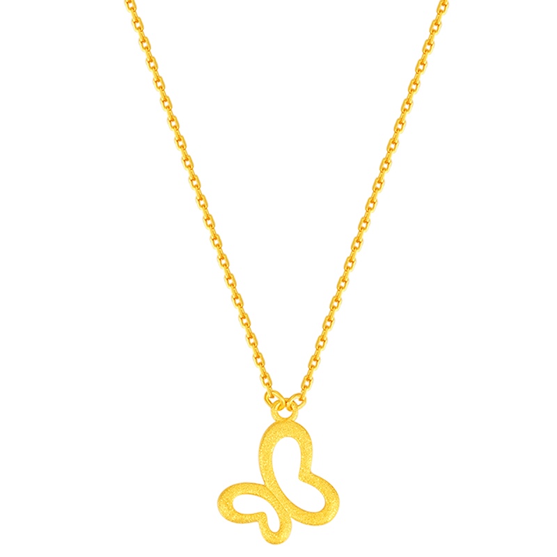金一国囍 足金黄金精品镂空蝶舞款黄金项链时尚套链送女士(计价)ABC034