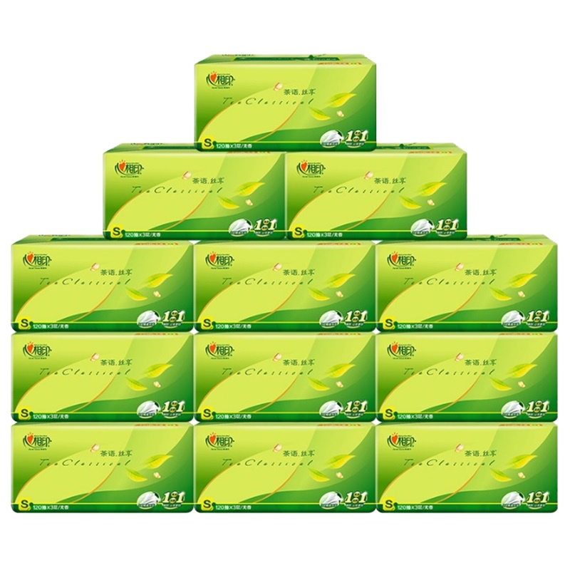 心相印 DT15120 茶语丝享系列抽纸 3层120抽12包