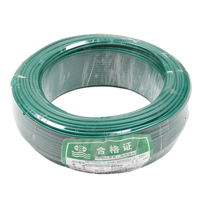 江北 ZR-BV 1×4平方毫米 阻燃铜芯聚氯乙烯绝缘电线 绿 100米/盘
