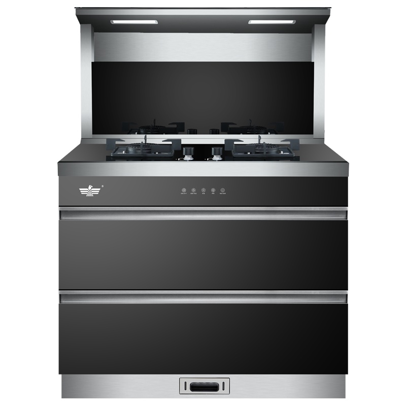 新飞集成灶大火力家用爆炒双灶紫外线消毒杀菌碗筷保洁柜自动热熔清洗油烟机一体式厨房一体机T100-1280液化气