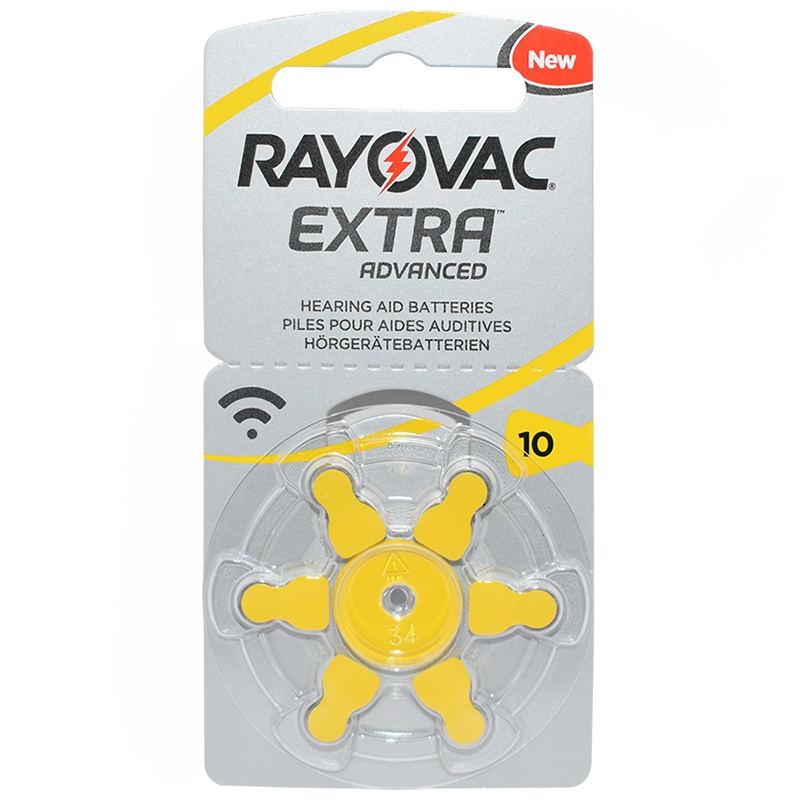 奥迪康(OTICON)英国原装RAYOVAC雷特威EXTRA助听器电池锌空气A10号无汞PR41电池1板6粒