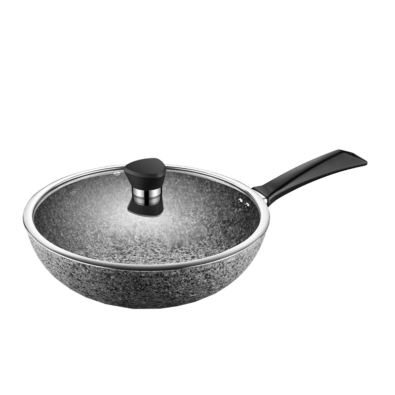 花岗岩炒锅 LC30G2 原生态花岗岩厨房防粘带盖炒锅30cm(单位:个)