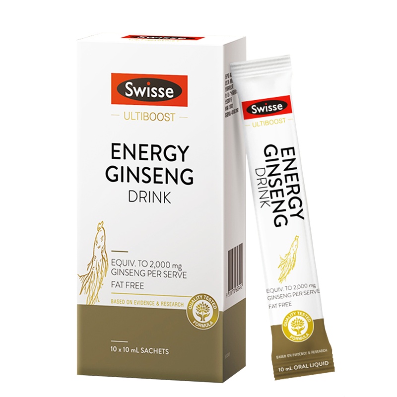 澳洲swisse斯维斯动力人参植物饮料10mg*10条 唤醒能量