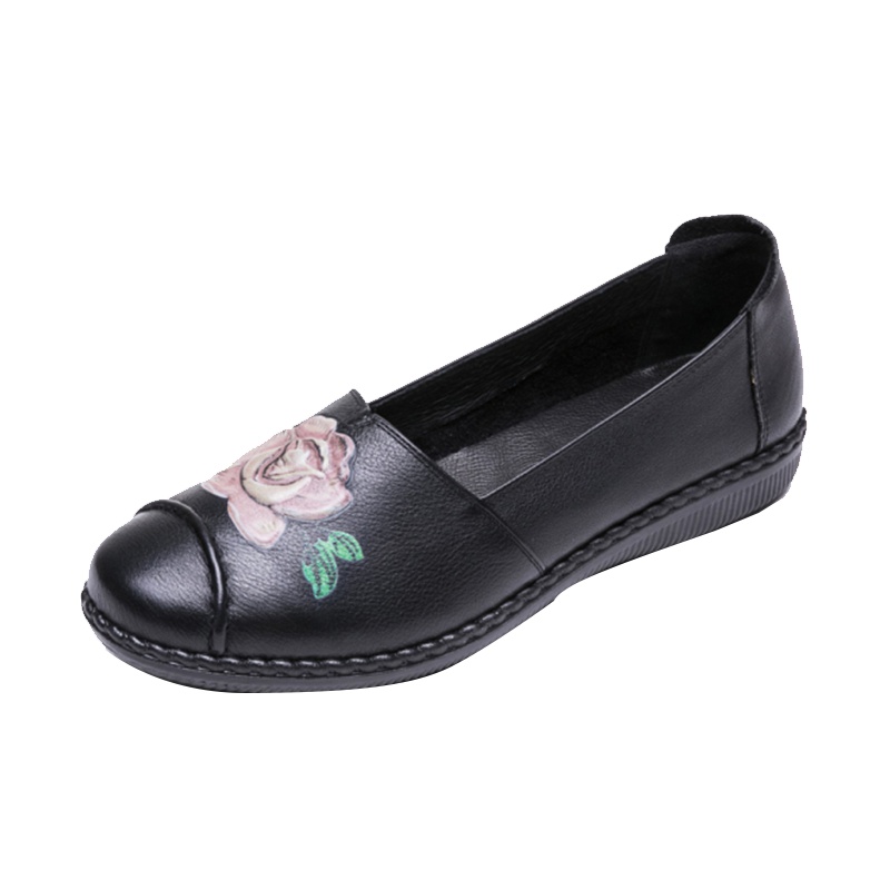 奥康女鞋舒适软底妈妈鞋平底防滑单鞋皮鞋女