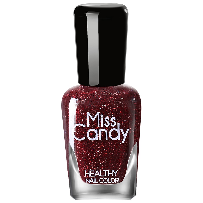 Miss Candy健康甲油 可撕指甲油无味环保持久美甲 皓银系列 妮娜镭射深红 NE008