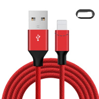 苹果数据线安卓充电线iphone6/8通用vivo ：中国红【苹果】买1送1共2条： 1.5米【提速99%】