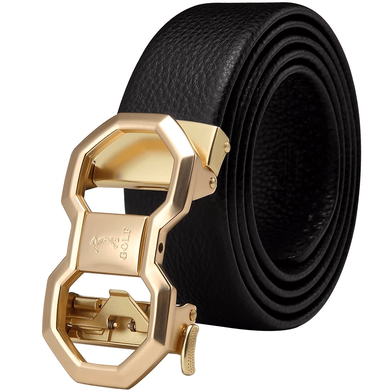 高尔夫GOLF男士头层牛皮自动扣皮带柔软耐磨腰带商务休闲礼盒装男款裤带送礼