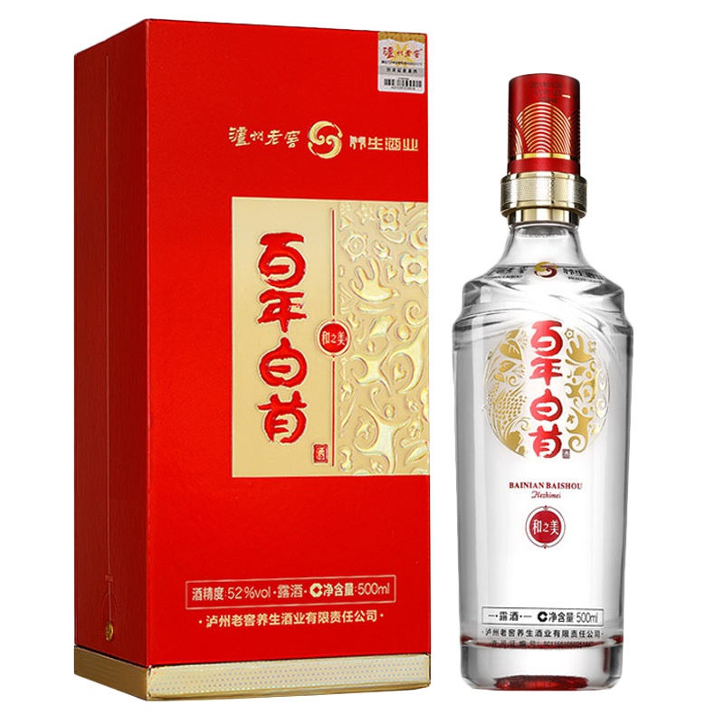 泸州老窖养生酒 百年白首酒 和之美 52度500ml单瓶礼盒装白酒