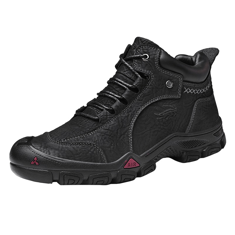 卡帝乐鳄鱼男靴 时尚潮流马丁靴男士户外登山鞋英伦工装靴复古中高帮靴子男