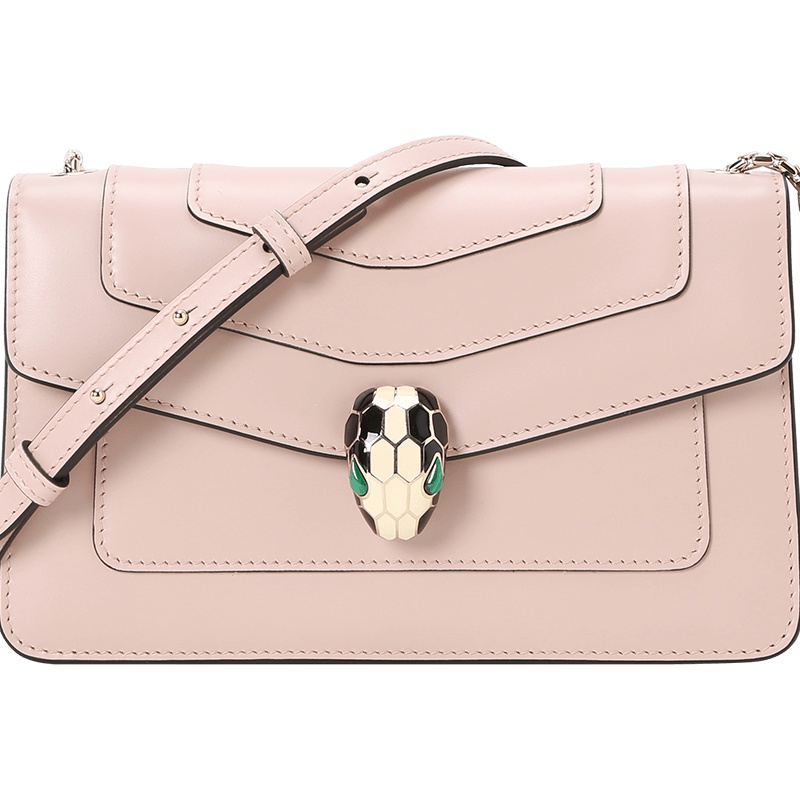 宝格丽 BVLGARI SERPENTI FOREVER 口盖包 经典蛇头光面皮 女士手提包 287023银扣