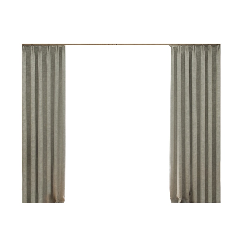 幸福派 遮光窗帘北欧简约现代棉麻挂钩窗帘加厚打孔窗帘飘窗客厅帘子遮阳布纯色轻奢卧室挂钩窗帘