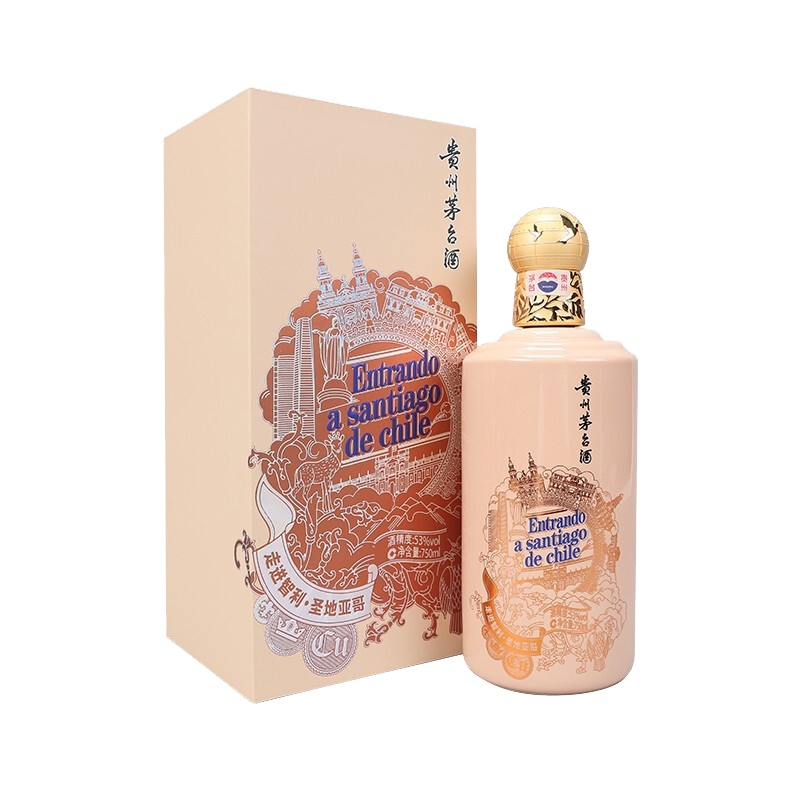 贵州茅台酒 53度 酱香型白酒 茅台走进系列 750ml 走进智利·圣地亚哥
