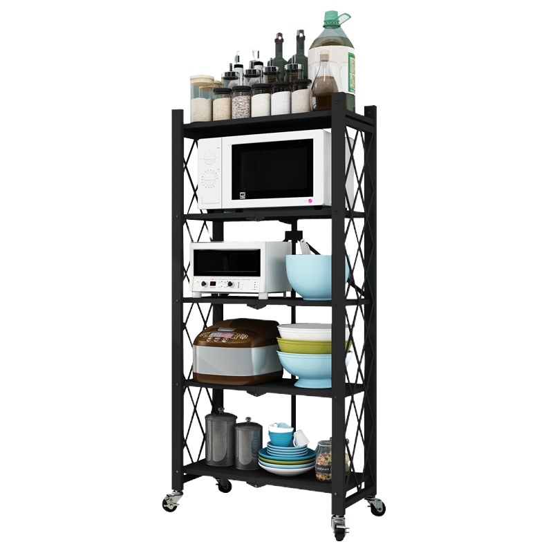 鑫环境 免安装置物架置物架落地置物架多层冰箱收纳架货架锅具微波炉烤箱储物架子厨房用品架折叠置物架