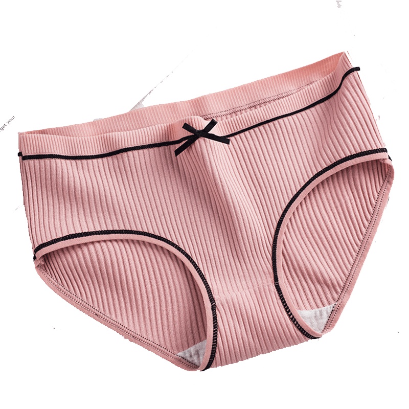 3条装9.9晴思花纯棉女士内裤中腰透气纯色简约纯色内裤女