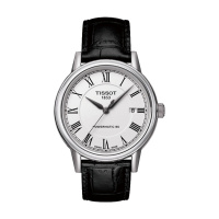 天梭(TISSOT)卡森系列自动机械银盘黑皮带男士手表T085.407.16.013.00