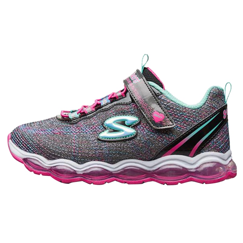 Skechers斯凯奇女童闪灯鞋 透气缓震儿童运动鞋10833L-BKMT