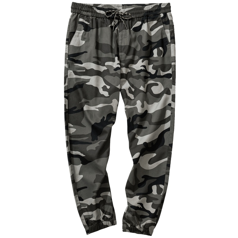 千纸鹤男士纯棉运动迷彩休闲裤2019秋季青年潮流九分裤90322