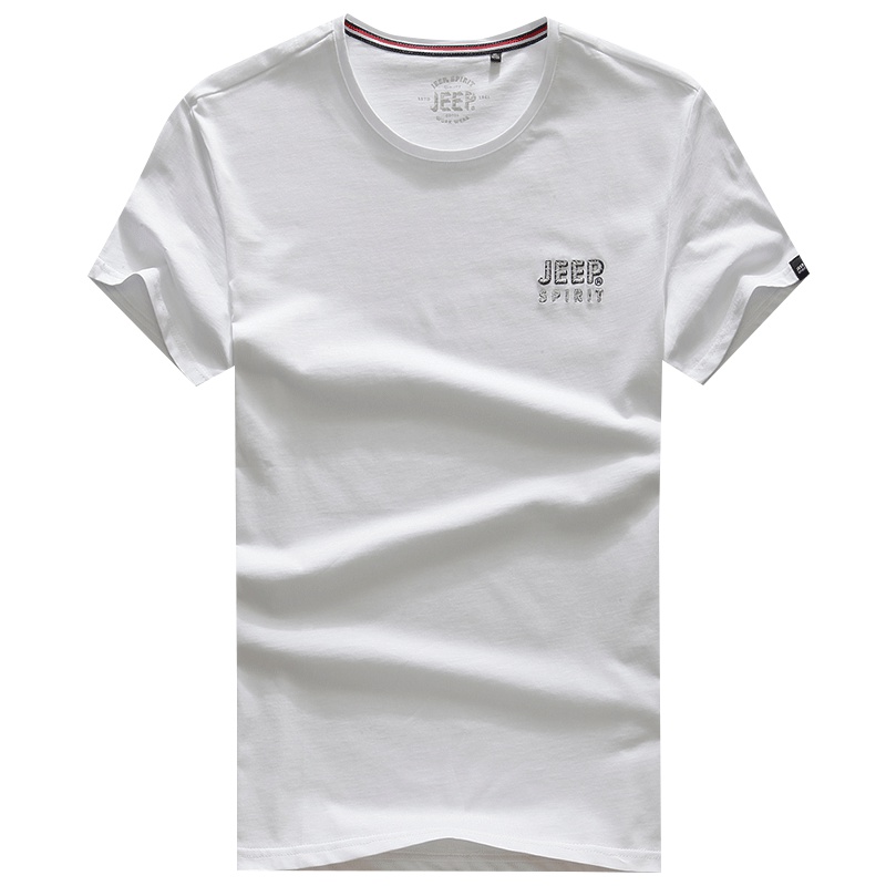 JEEP短袖t恤男圆领白色休闲T恤潮半截袖吉普休闲