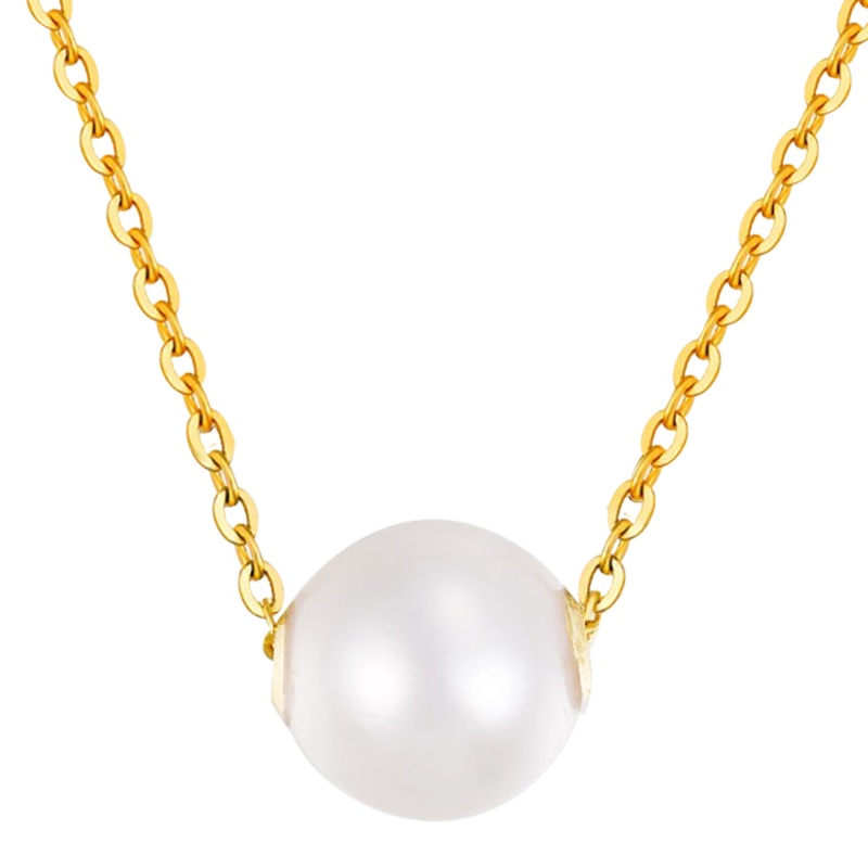 黄金码头18K金天然珍珠套链生日节日表白送女友爱人女儿彩金首饰