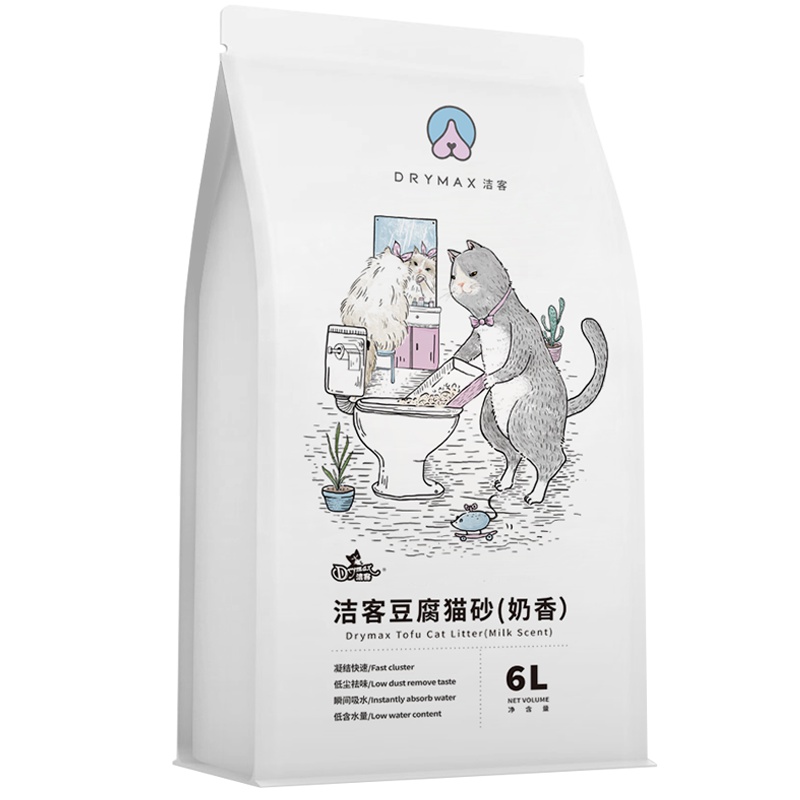 洁客(Drymax)植物结团奶香味豆腐猫砂6L