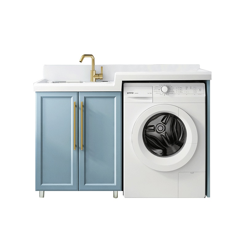 帝宏北欧风洗衣机柜子阳台组合太空铝洗衣柜伴侣组合高低盆阳台一体洗衣台洗衣池