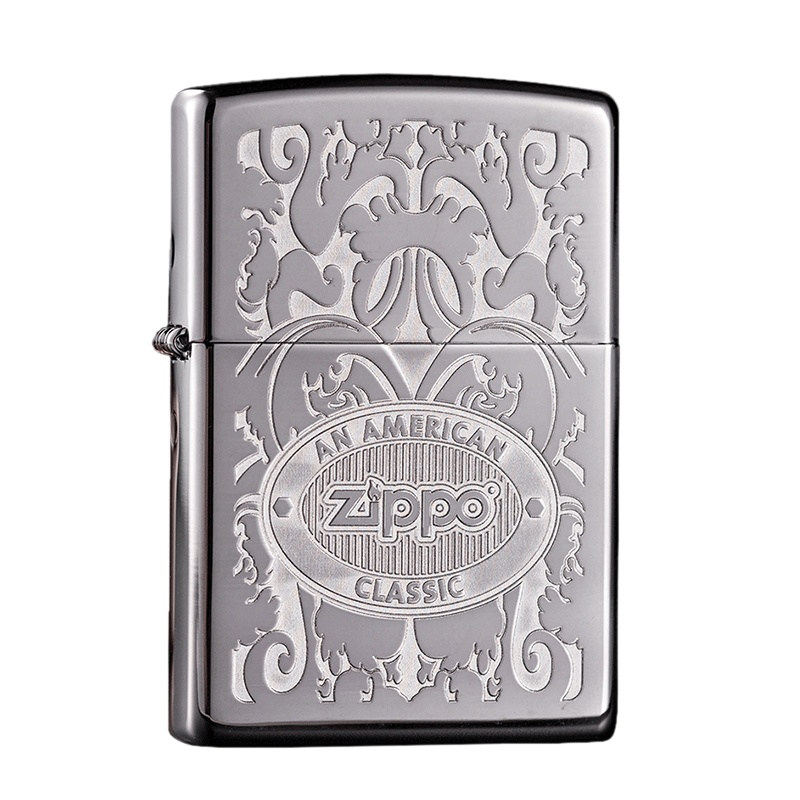 美国ZIPPO打火机 芝宝 镜面三面刻 冠冕经典 火焰商标 24751