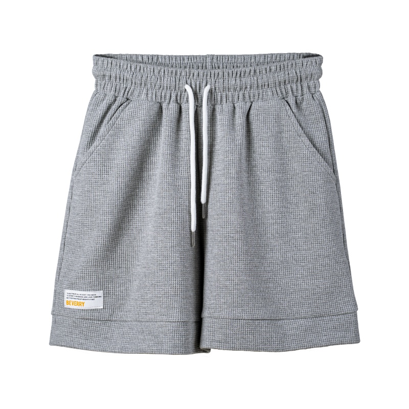 苏宁宜品百搭阔腿五分裤 夏季薄款华夫格休闲短裤