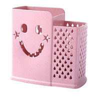 家用厨房筷子笼放筷子的架子筷子盒塑料沥水收纳筒墙壁挂式筷子筒 2格北欧粉普通款