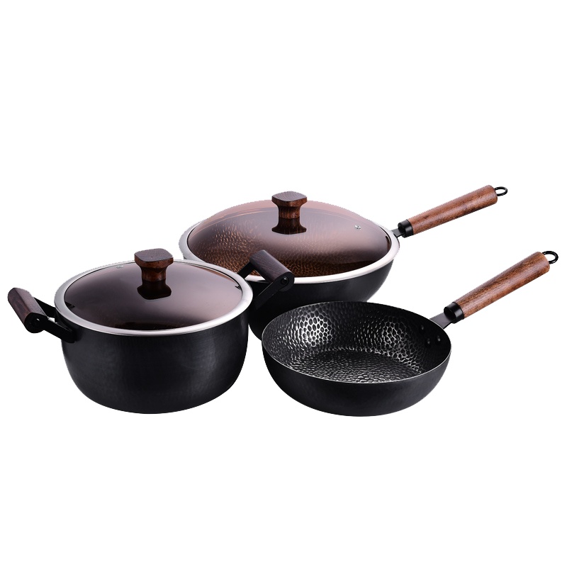 爱自由少油烟不粘锅烹饪锅具套装炒锅汤锅煎锅全套组合燃气电磁炉通用