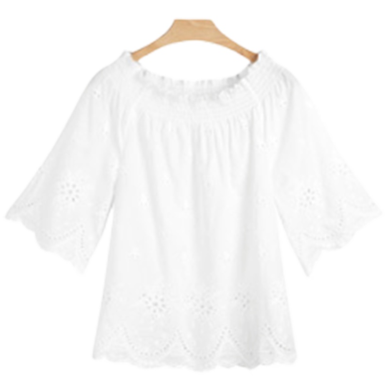 【专柜同款】Puella新款宽松一字肩七分袖女衬衫20012076