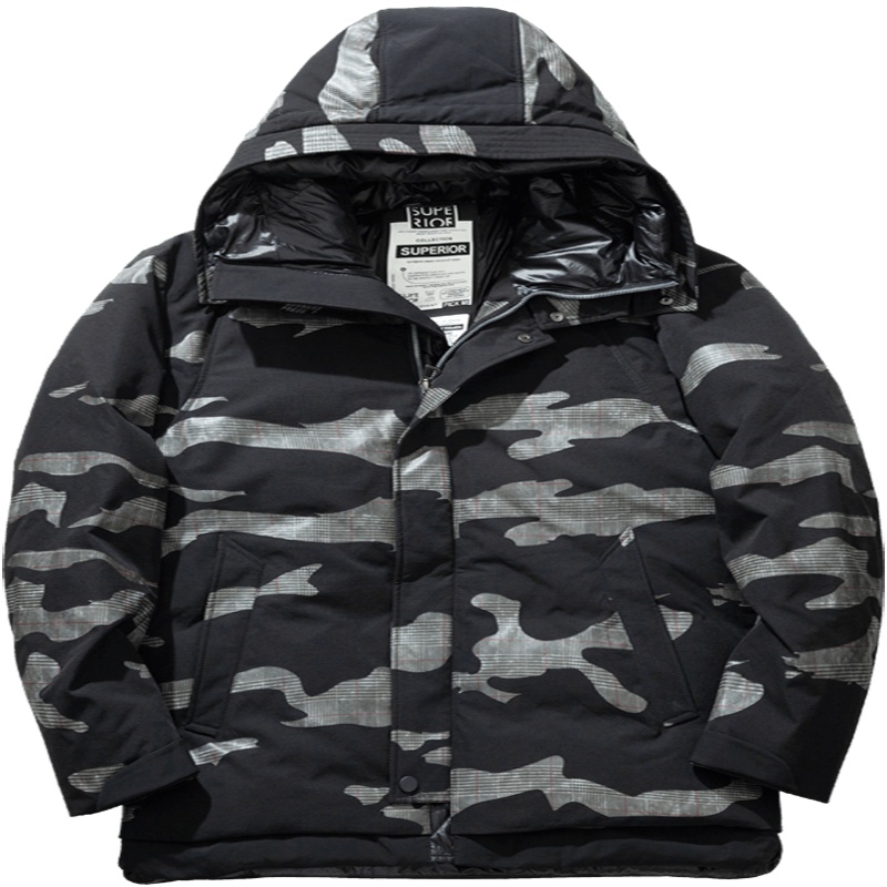 海德斯曼男士迷彩羽绒服2019冬季新款青年帅气连帽保暖上衣男60131