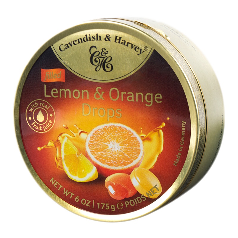 德国进口嘉云水果硬糖柠檬橙味夹心水果糖175g*1盒创意送礼喜糖