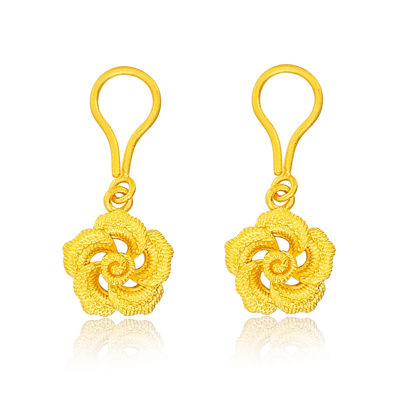 金一 足金999花朵精品女士黄金耳环耳饰新款婚嫁耳饰花朵耳坠结婚送妈妈 （计价）ABF005