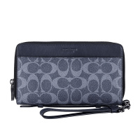 COACH 蔻驰 奢侈品 男士藏青LOGO款PVC大号手包钱包