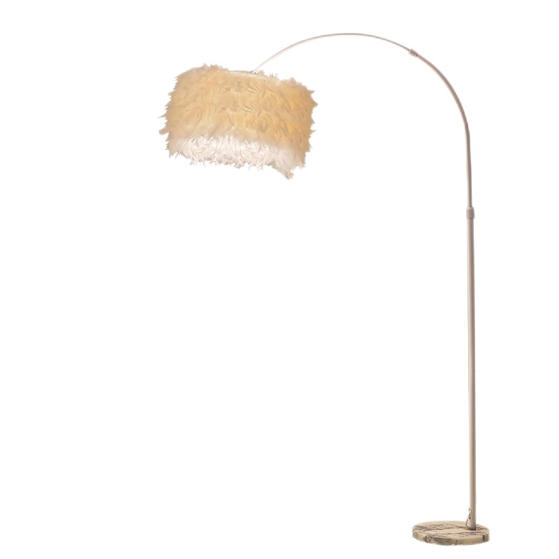 灯饰网红白色羽毛水晶立式落地灯客厅书房卧室床头台灯主播补光灯