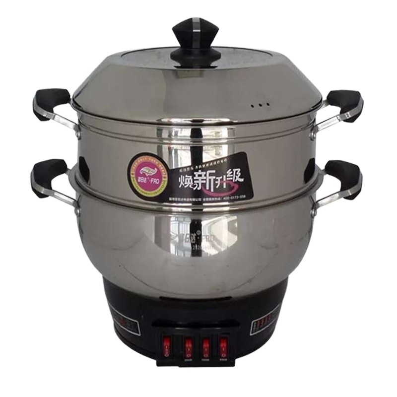 FRD多功能304钢电热锅G2-28cm(304钢)1*4大箱 电炒锅 电蒸锅 电煮锅 锅 电火锅 不含税 免邮