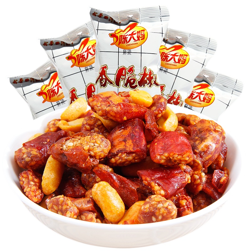 陈大妈香脆椒花生组合60g*10袋重庆特产辣椒酥下酒菜辣椒花生脆香辣酥 休闲零食 网红小吃