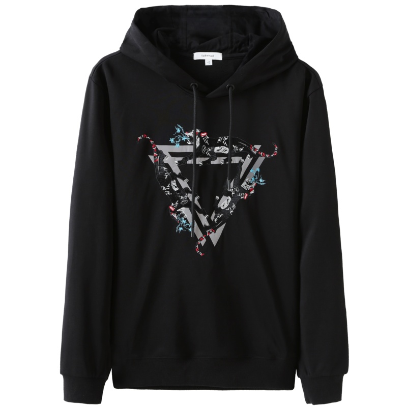 商场同款马克华菲卫衣男士2019春季新款潮流立体刺绣印花上衣