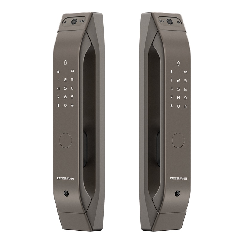 德施曼指纹锁密码锁全自动猫眼智能锁Q5M家用电子锁防盗智能门锁咖啡金