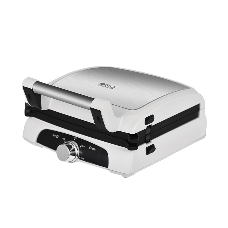 无言(silencare) 家用牛排机煎烤机烤肉机培根机 双盘可拆平面展开 不粘涂层 SC-K305 暖白色