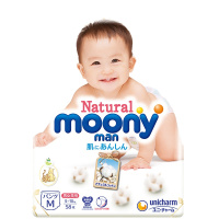 尤妮佳皇家 MoonyNatural 中号婴儿拉拉裤M号M58片（5kg-10kg）