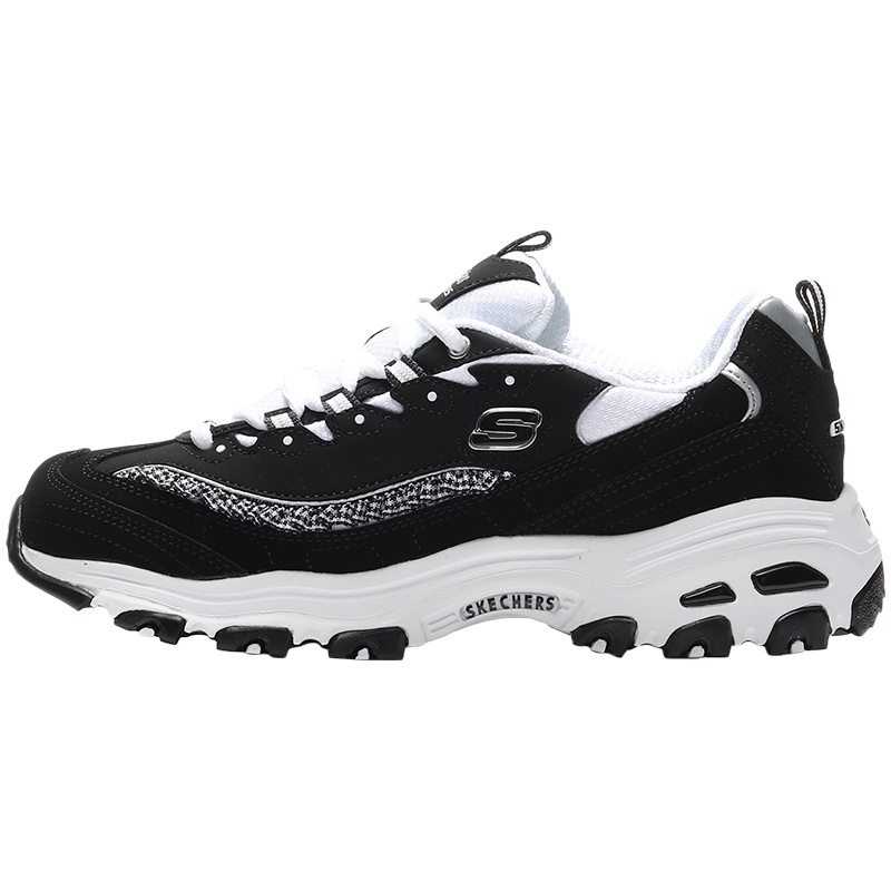 【自营】斯凯奇女鞋熊猫鞋2019新款复古格纹荷叶边老爹休闲运动鞋13090/B KW