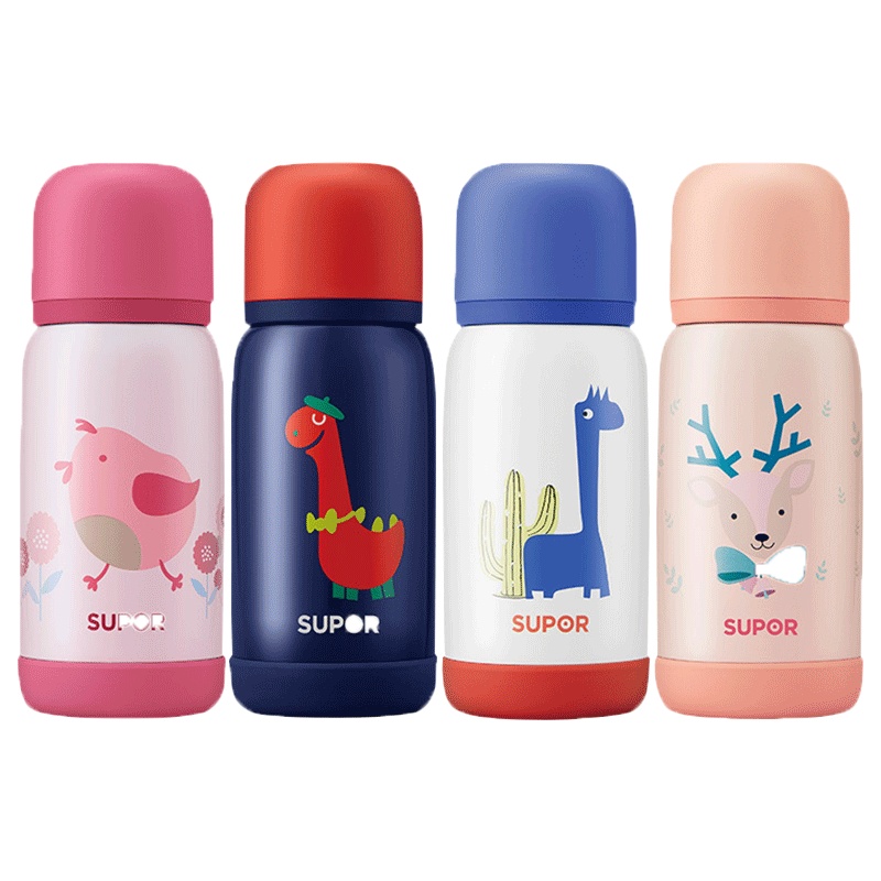 苏泊尔(SUPOR)WOW儿童保温随享杯大容量杯盖两用便携提手防摔热水壶316不锈钢可爱卡通学生隔热水杯KC39DF10
