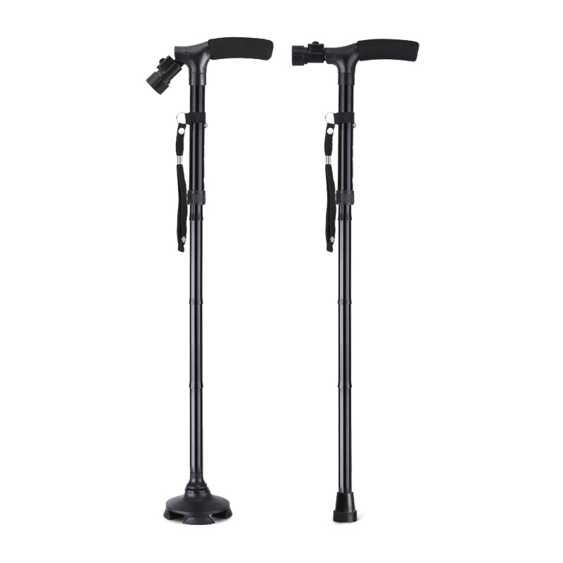 可孚拐杖老人手杖四脚多功能可折叠拐棍高度可调防滑四角残疾人带灯捌杖加厚伸缩 Cofoe