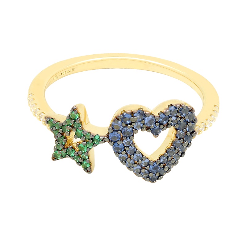 apm MONACO心形 & 星星戒指女士 个性时尚设计ins同款尾戒925银指环女饰 时尚食指戒银首饰