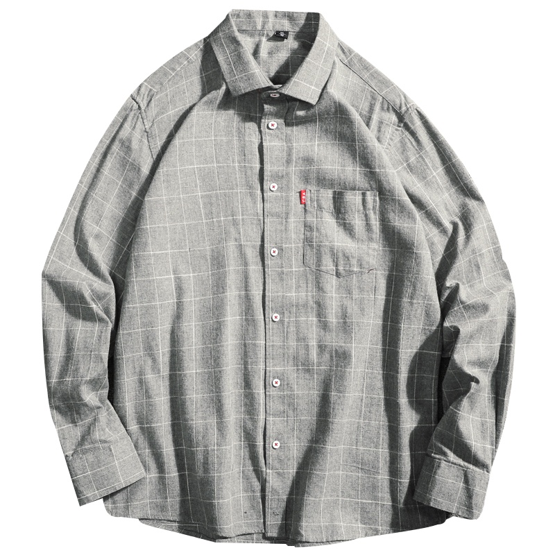 鳄鱼恤（CROCODILE） 2019新款格子长袖衬衫男士夏季免烫休闲修身韩版潮流商务休闲薄款衬衣男