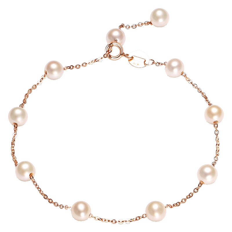 佰色传情(BRIR)4-5mm正圆强光18K淡水珍珠手链日韩时尚