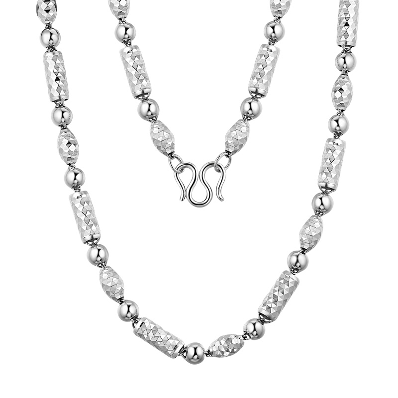 雅宝福时尚Pt950铂金项链圆珠橄榄珠间桶珠车花铂金男士项链